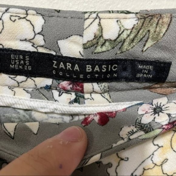 ZARA basic women’s floral grey print wide leg trousers size small - Picture 8 of 12